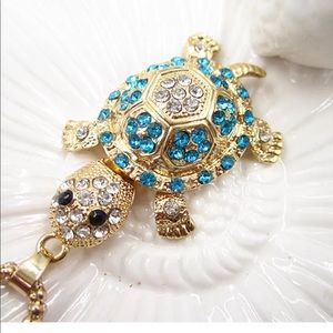Crystal Blue Turtle Necklace (Head and legs Move)